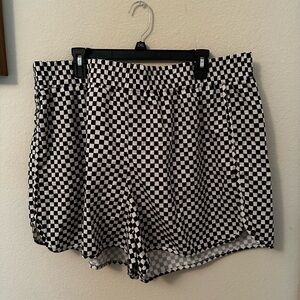 SHEIN Black and White Checkered Athletic Shorts